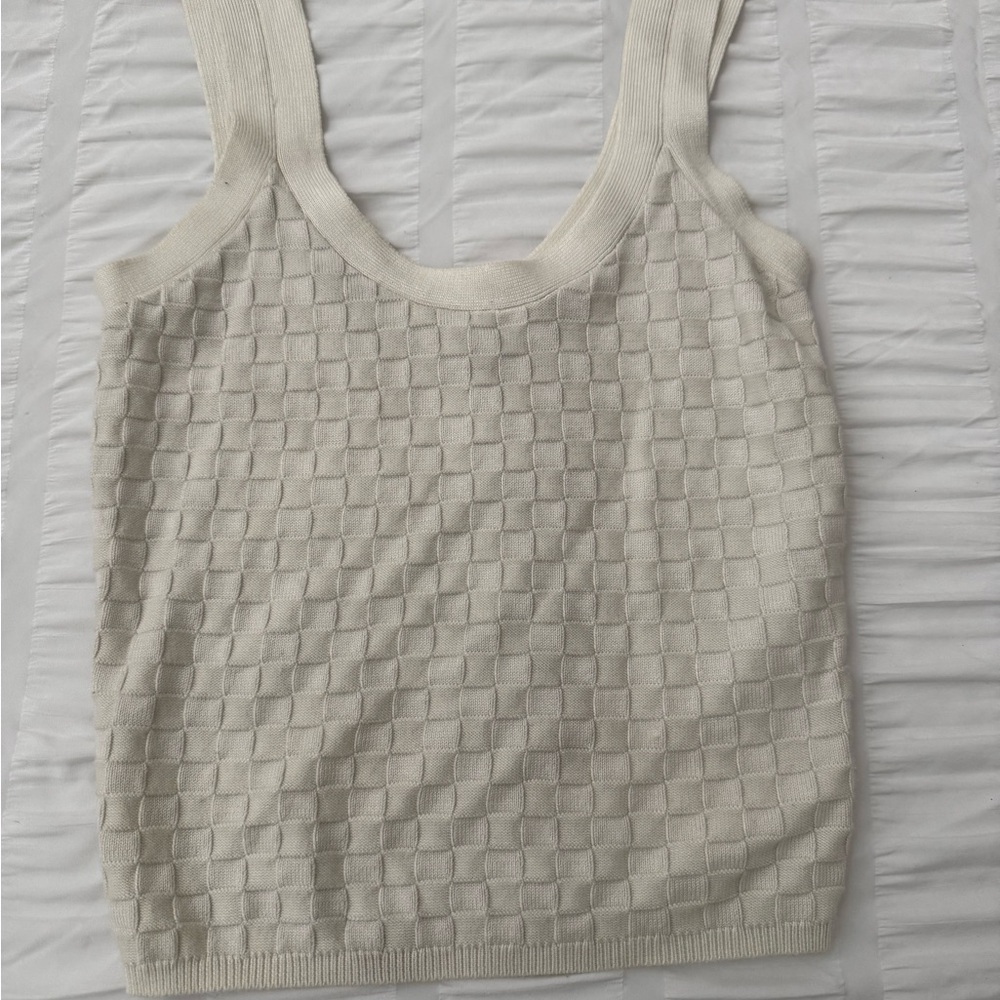 Abercrombie & Fitch Cream Textured Tank Top